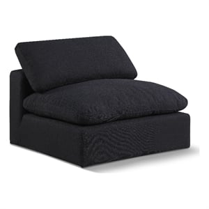 Meridian Furniture Comfy Black Linen Textured Fabric Armless Chair