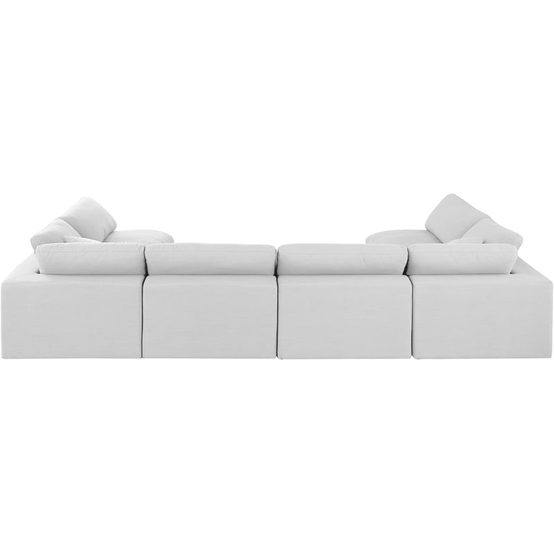 Meridian Furniture Comfy White Linen Textured Fabric 6-Pc. Modular Sectional