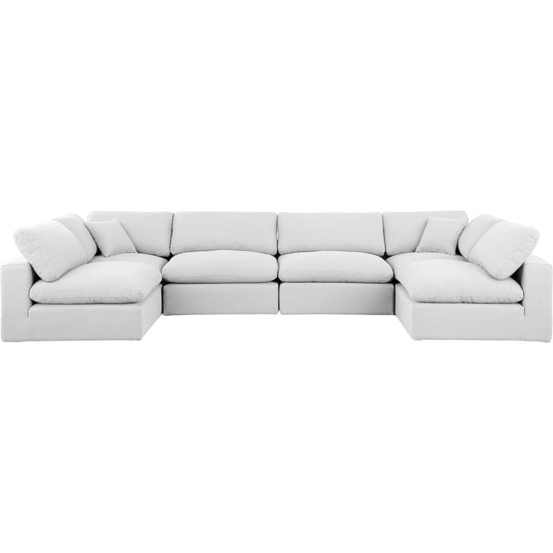 Meridian Furniture Comfy White Linen Textured Fabric 6-Pc. Modular Sectional
