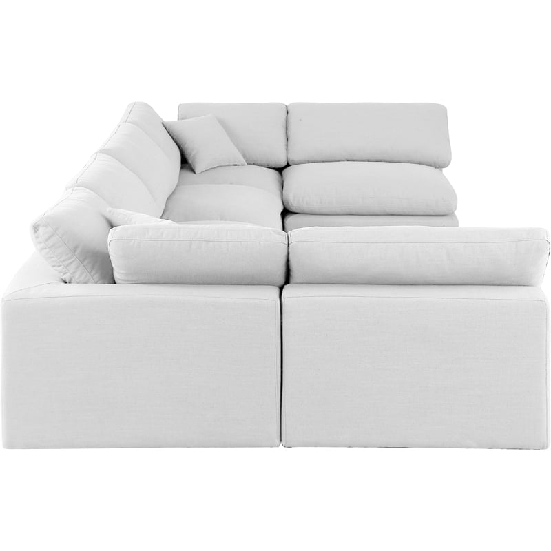 Meridian Furniture Comfy White Linen Textured Fabric 6-Pc. Modular Sectional