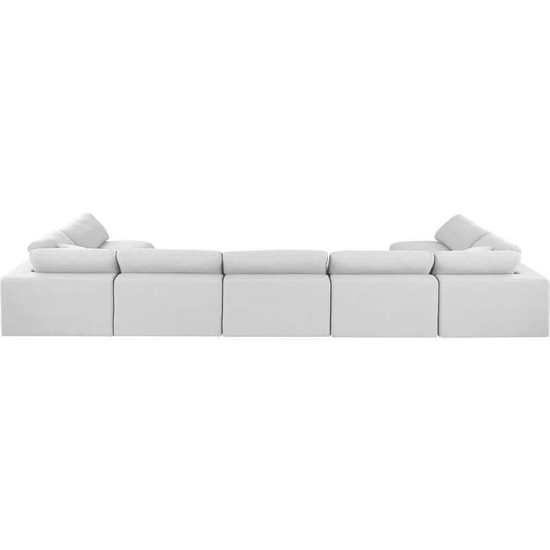 Meridian Furniture Comfy White Linen Textured Fabric 7-Pc. Modular Sectional