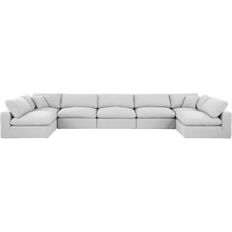 Meridian Furniture Comfy White Linen Textured Fabric 7-Pc. Modular Sectional