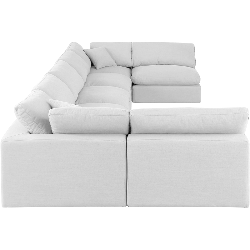 Meridian Furniture Comfy White Linen Textured Fabric 7-Pc. Modular Sectional