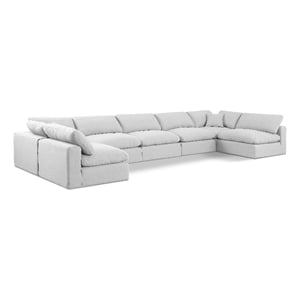 Meridian Furniture Comfy White Linen Textured Fabric 7-Pc. Modular Sectional