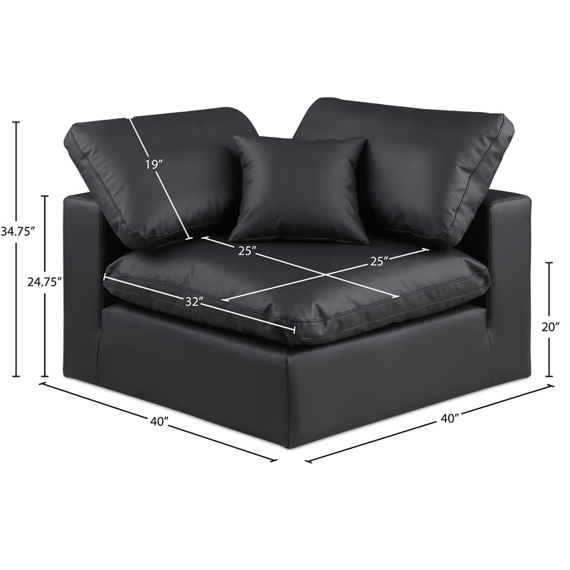 Meridian Furniture Comfy Black Vegan Leather Corner Chair
