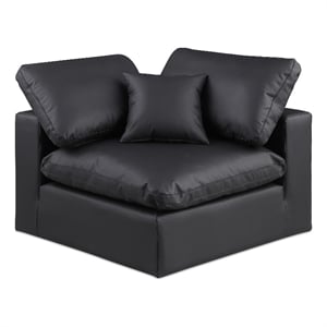 Meridian Furniture Comfy Black Vegan Leather Corner Chair