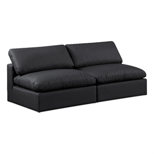 Meridian Furniture Comfy Black Vegan Leather 2-Pc. Modular Sofa