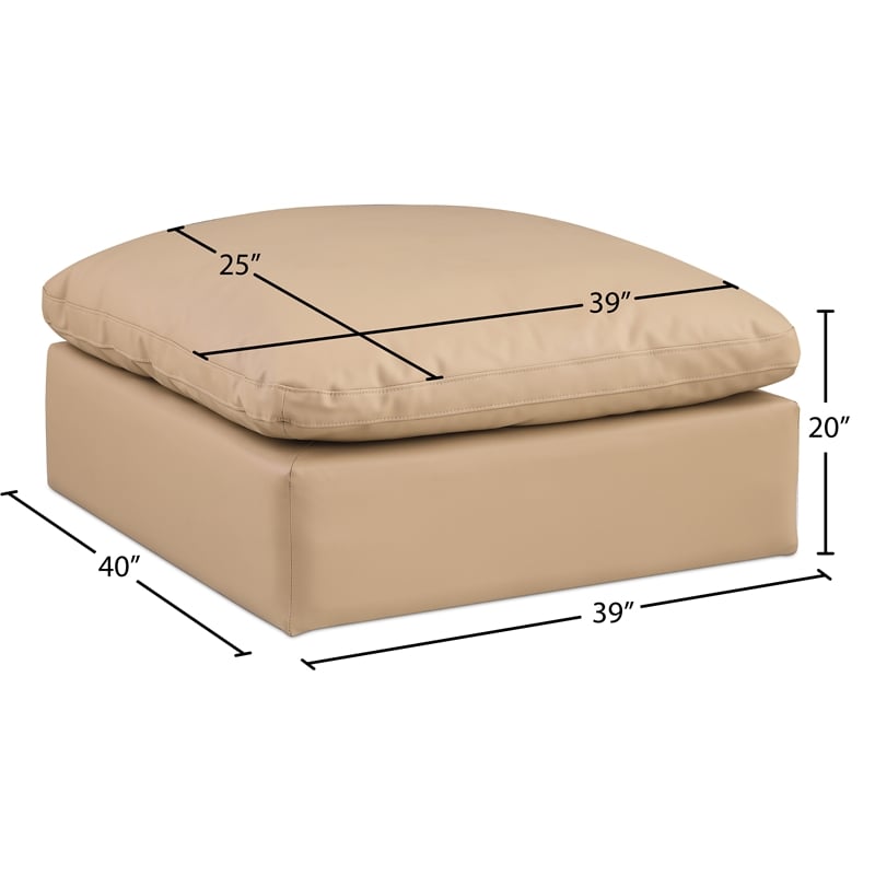meridian furniture comfy tan vegan leather ottoman