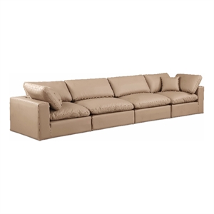 Meridian Furniture Comfy Tan Vegan Leather 4-Pc. Modular Sofa