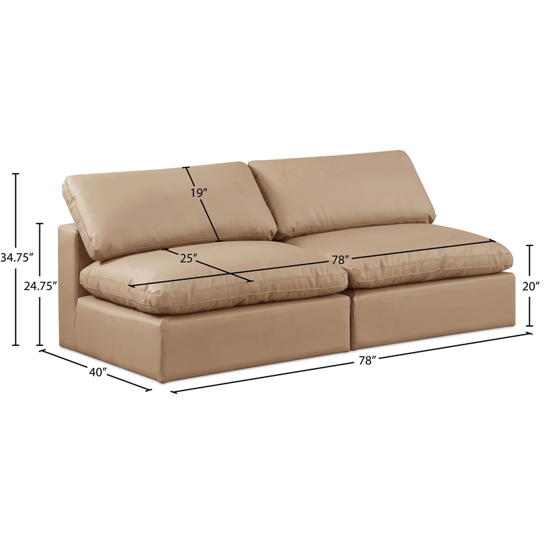 Meridian Furniture Comfy Tan Vegan Leather 2-Pc. Modular Sofa