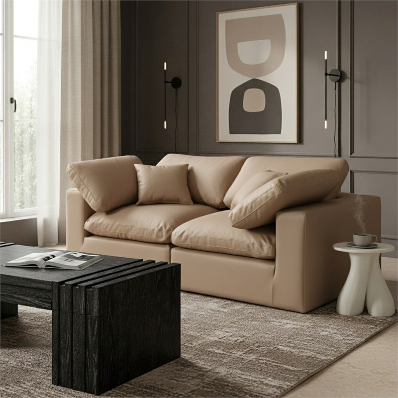 Meridian Furniture Comfy Tan Vegan Leather 2-Pc. Modular Sofa