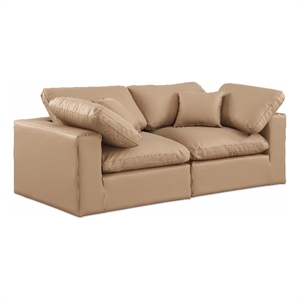 Meridian Furniture Comfy Tan Vegan Leather 2-Pc. Modular Sofa