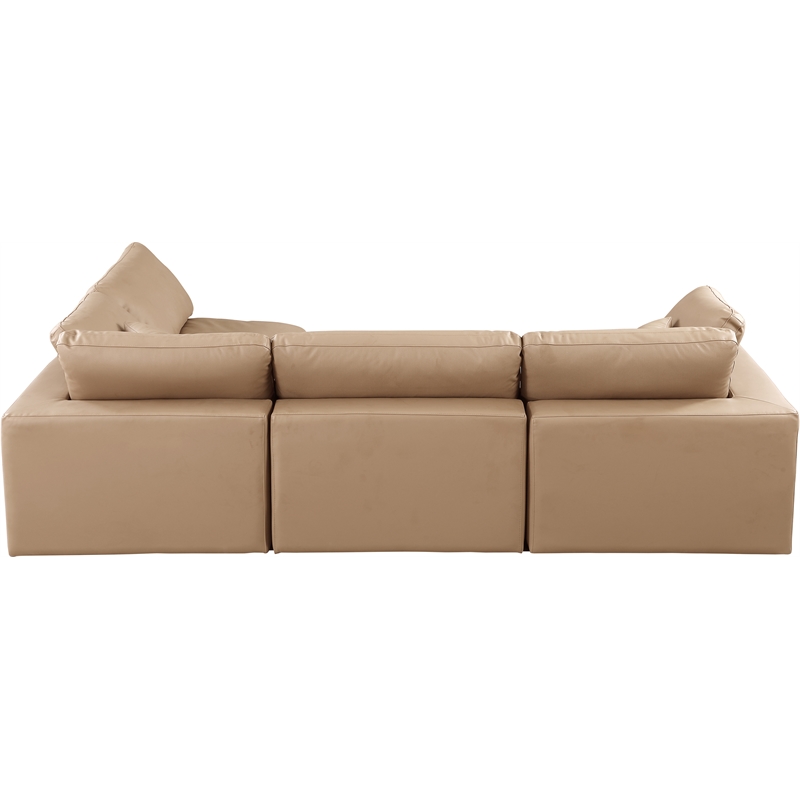 Meridian Furniture Comfy Tan Vegan Leather 4-Pc. Modular Sectional