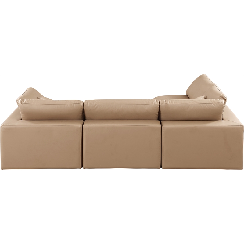 Meridian Furniture Comfy Tan Vegan Leather 4-Pc. Modular Sectional