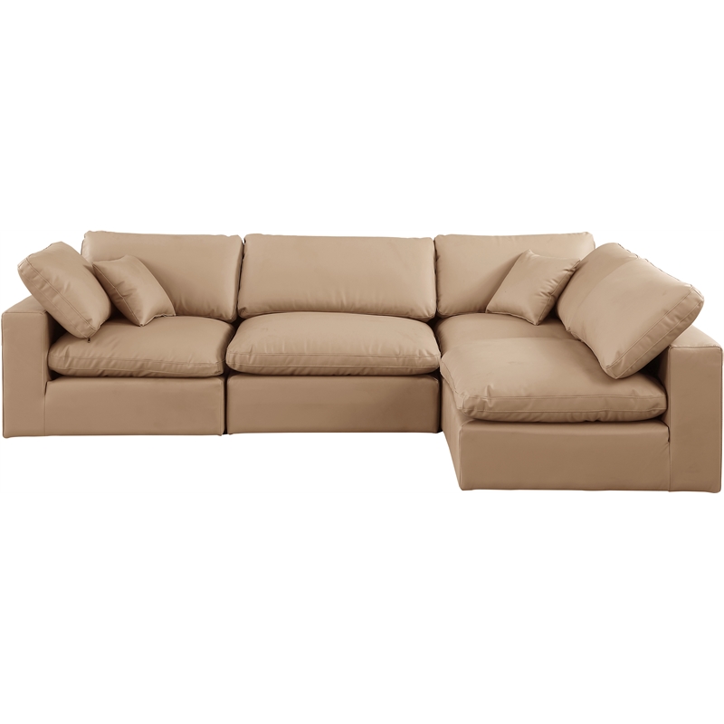 Meridian Furniture Comfy Tan Vegan Leather 4-Pc. Modular Sectional