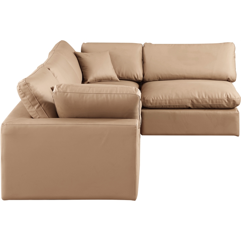 Meridian Furniture Comfy Tan Vegan Leather 4-Pc. Modular Sectional
