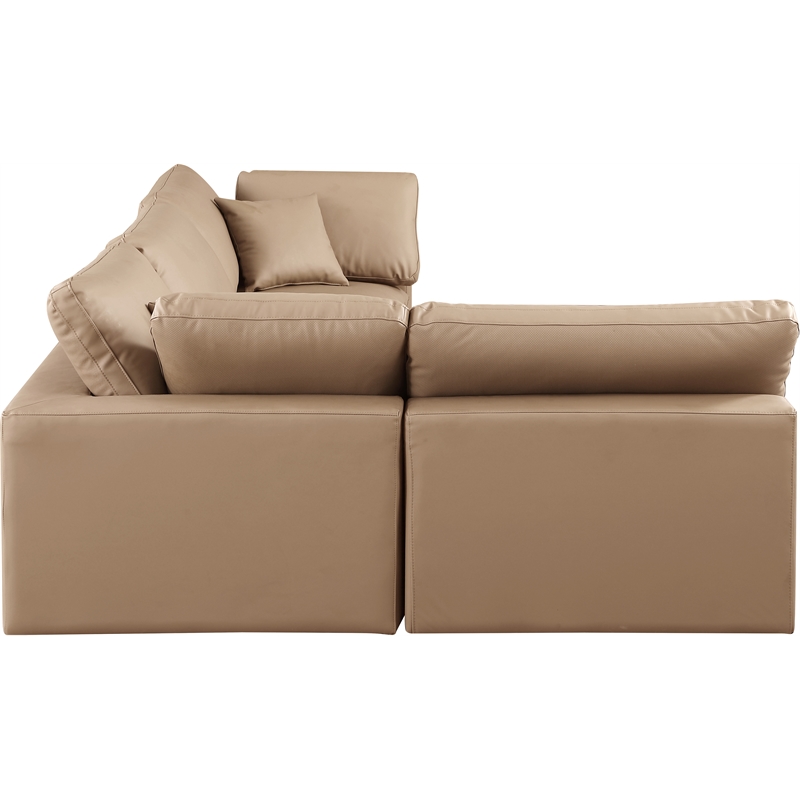 Meridian Furniture Comfy Tan Vegan Leather 4-Pc. Modular Sectional