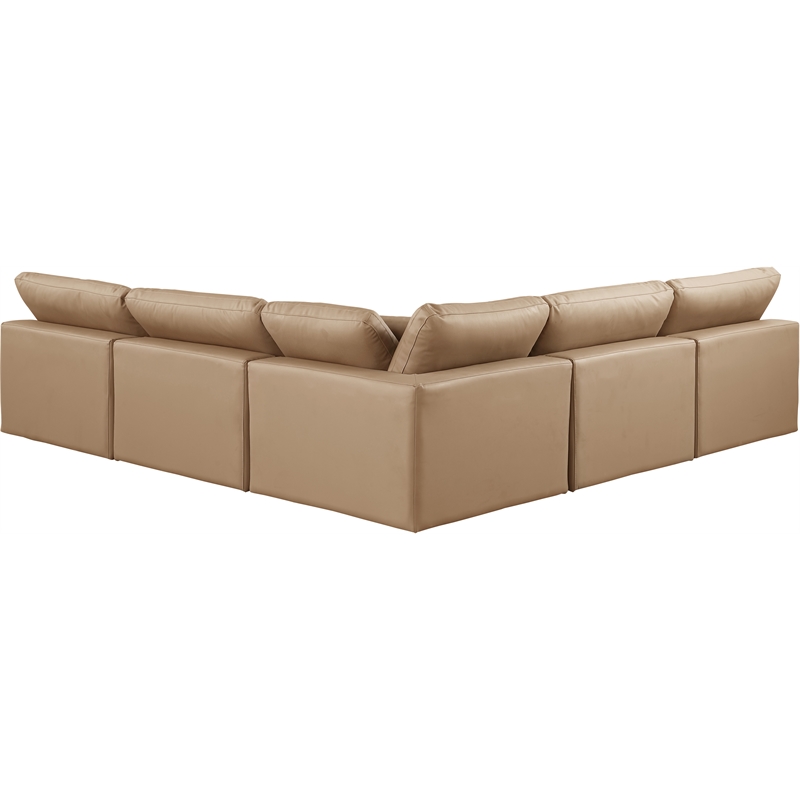 Meridian Furniture Comfy Tan Vegan Leather 5-Pc. Modular Sectional