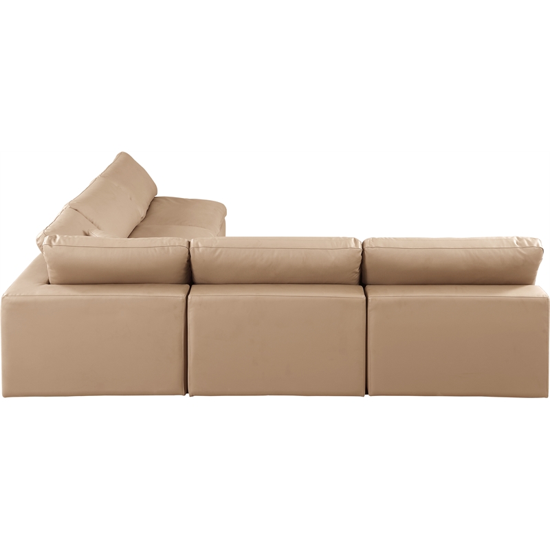 Meridian Furniture Comfy Tan Vegan Leather 5-Pc. Modular Sectional