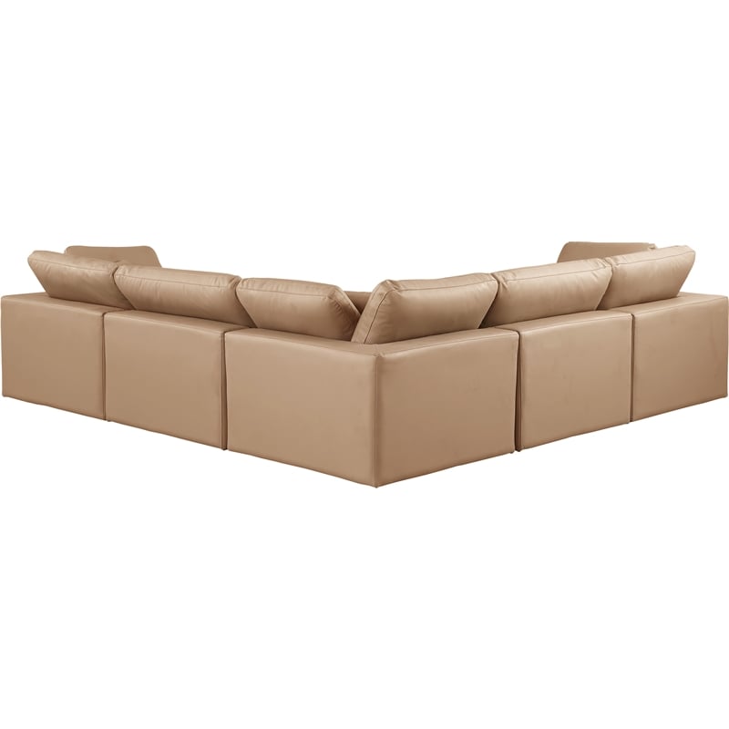 Meridian Furniture Comfy Tan Vegan Leather 5-Pc. Modular Sectional