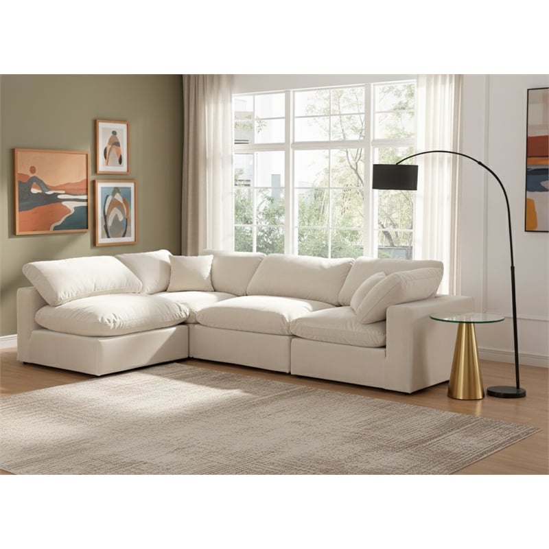 Meridian Furniture Comfy Cream Velvet 4-Pc. Modular Sectional