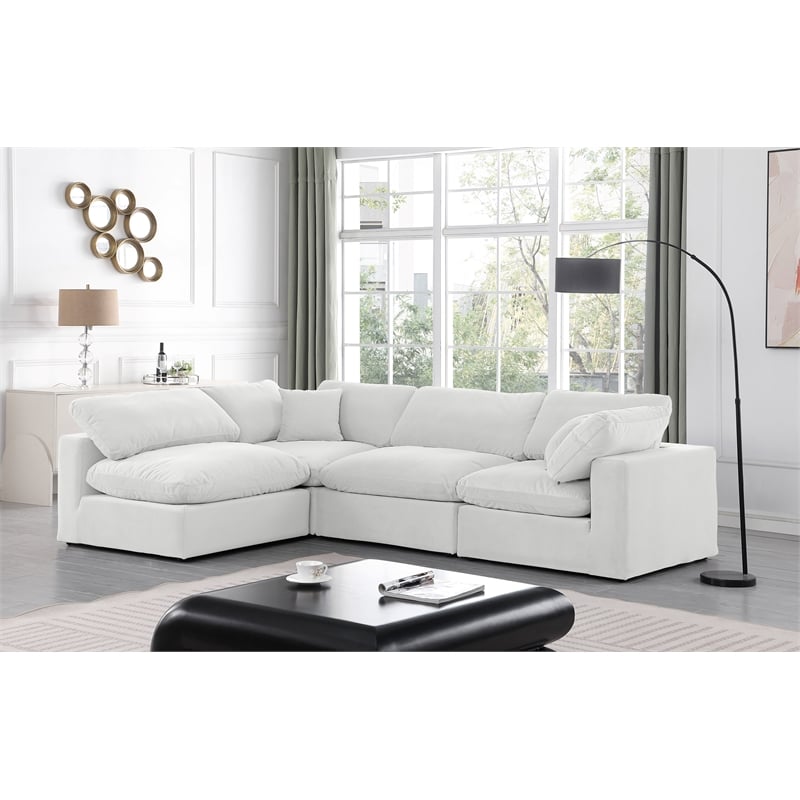 Meridian Furniture Comfy Cream Velvet 4-Pc. Modular Sectional