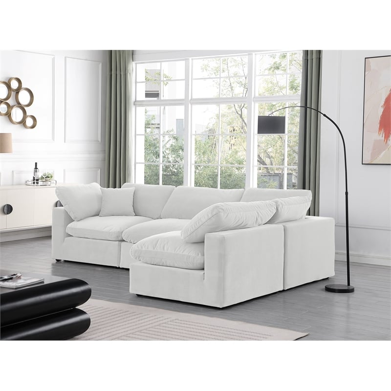 Meridian Furniture Comfy Cream Velvet 4-Pc. Modular Sectional