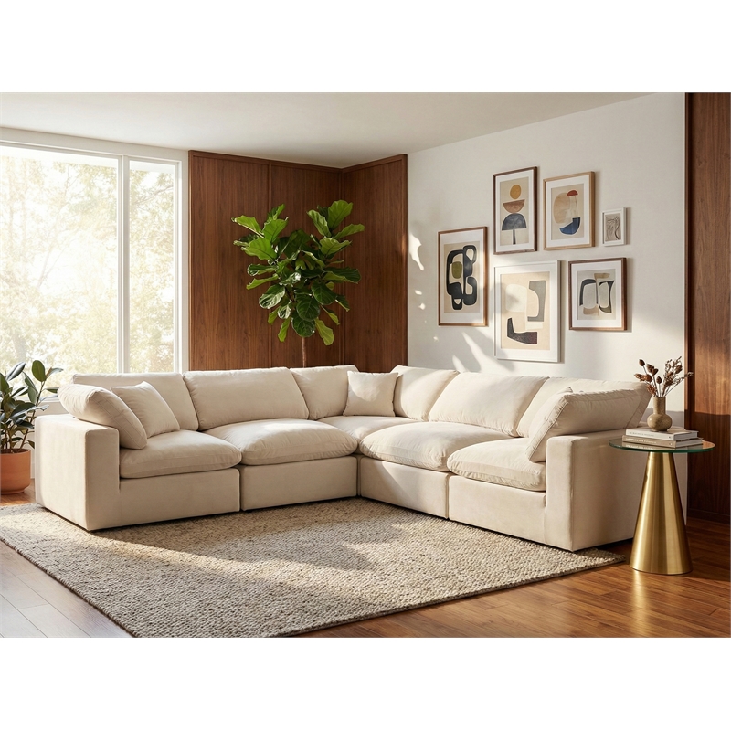 Meridian Furniture Comfy Cream Velvet 5-Pc. Modular Sectional