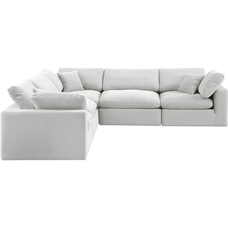 Meridian Furniture Comfy Cream Velvet 5-Pc. Modular Sectional