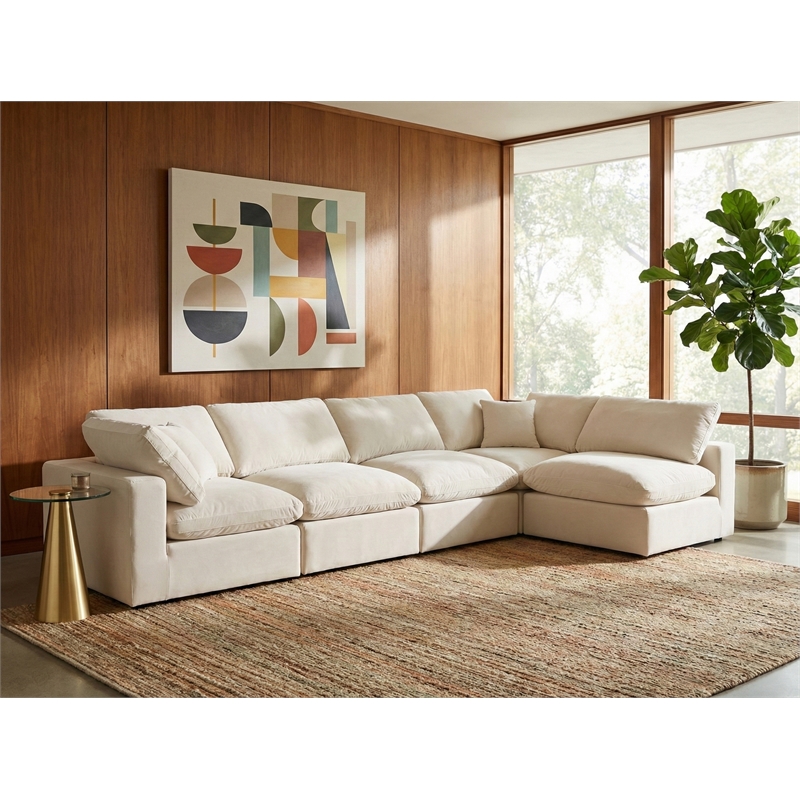 Meridian Furniture Comfy Cream Velvet 5-Pc. Modular Sectional