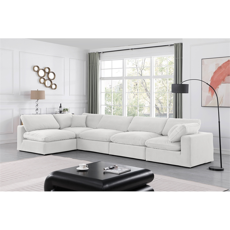 Meridian Furniture Comfy Cream Velvet 5-Pc. Modular Sectional