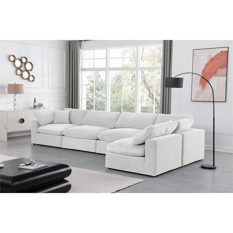 Meridian Furniture Comfy Cream Velvet 5-Pc. Modular Sectional