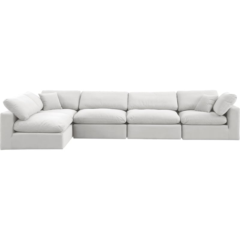 Meridian Furniture Comfy Cream Velvet 5-Pc. Modular Sectional