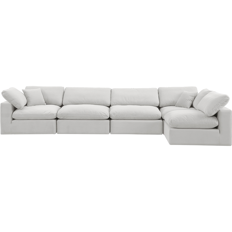 Meridian Furniture Comfy Cream Velvet 5-Pc. Modular Sectional