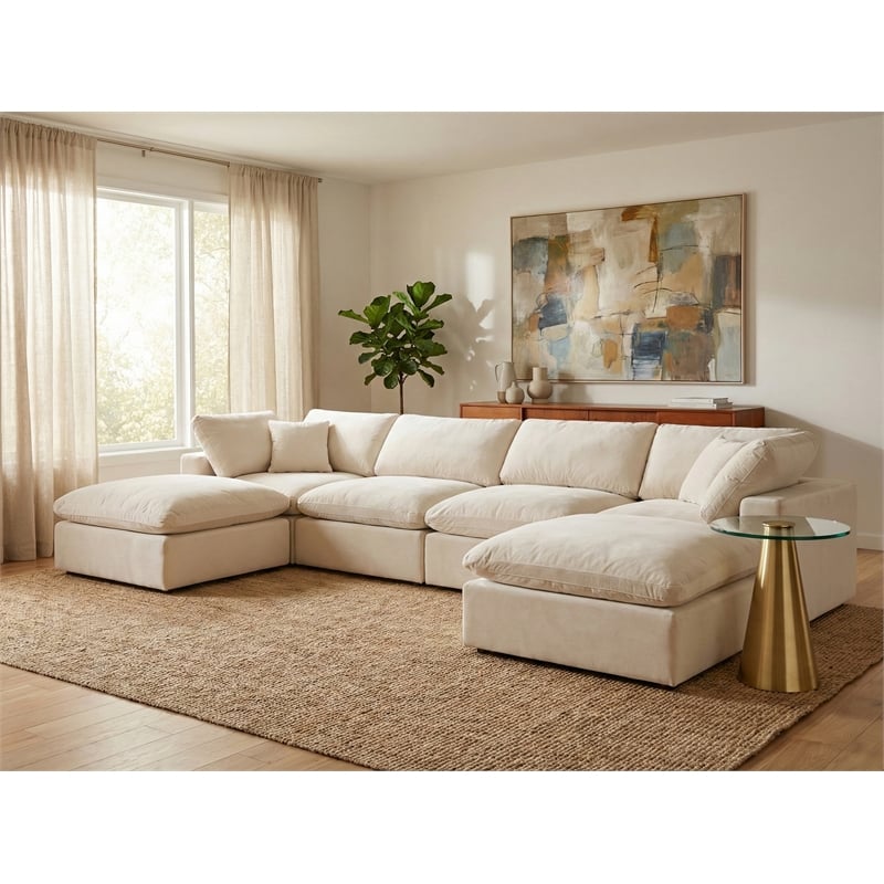 Meridian Furniture Comfy Cream Velvet 6-Pc. Modular Sectional