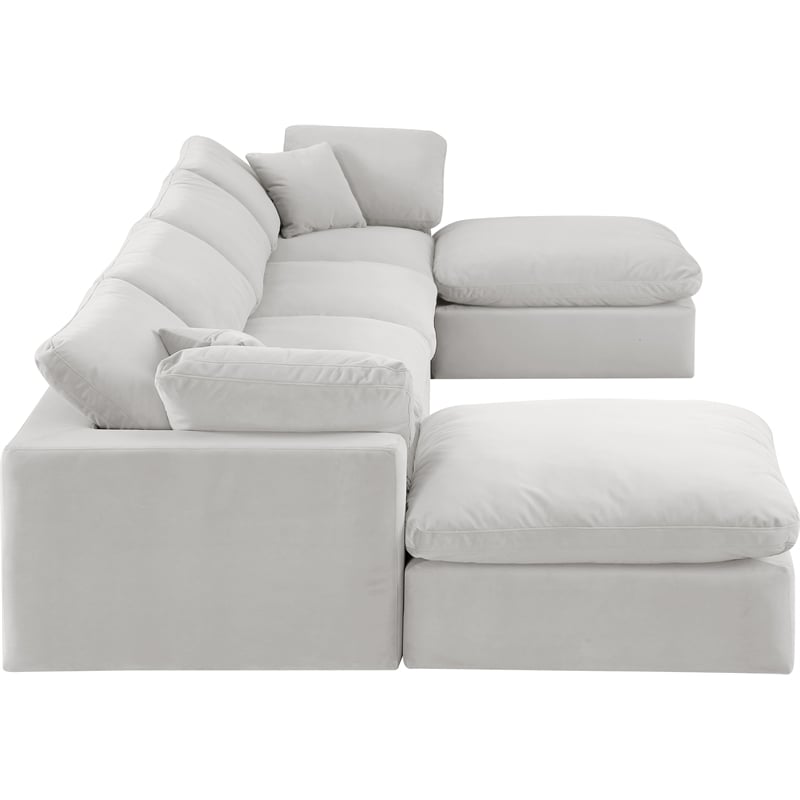 Meridian Furniture Comfy Cream Velvet 6-Pc. Modular Sectional