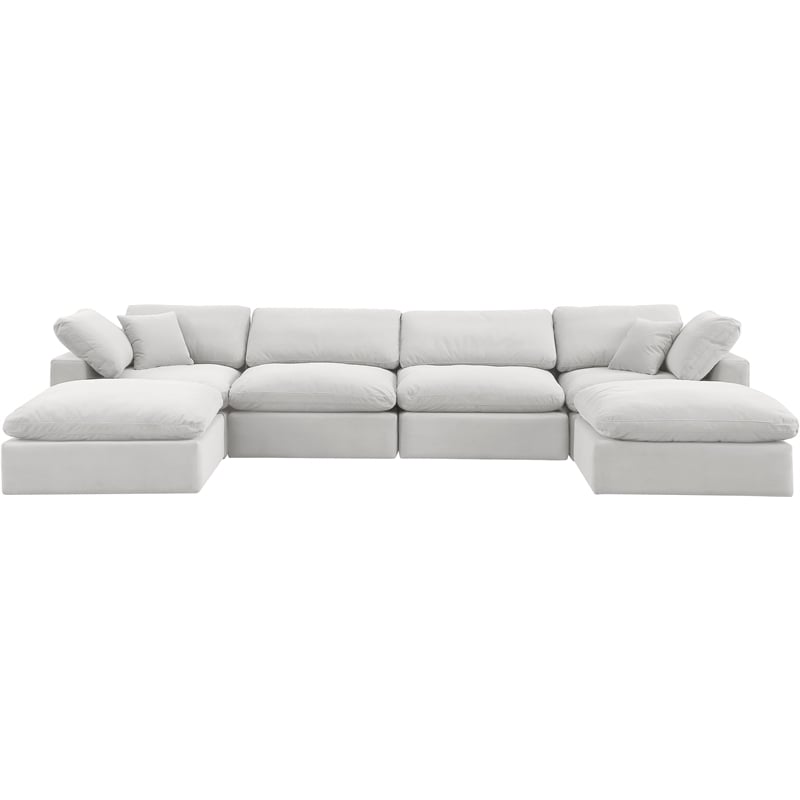 Meridian Furniture Comfy Cream Velvet 6-Pc. Modular Sectional
