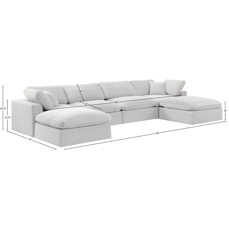 Meridian Furniture Comfy Cream Velvet 6-Pc. Modular Sectional