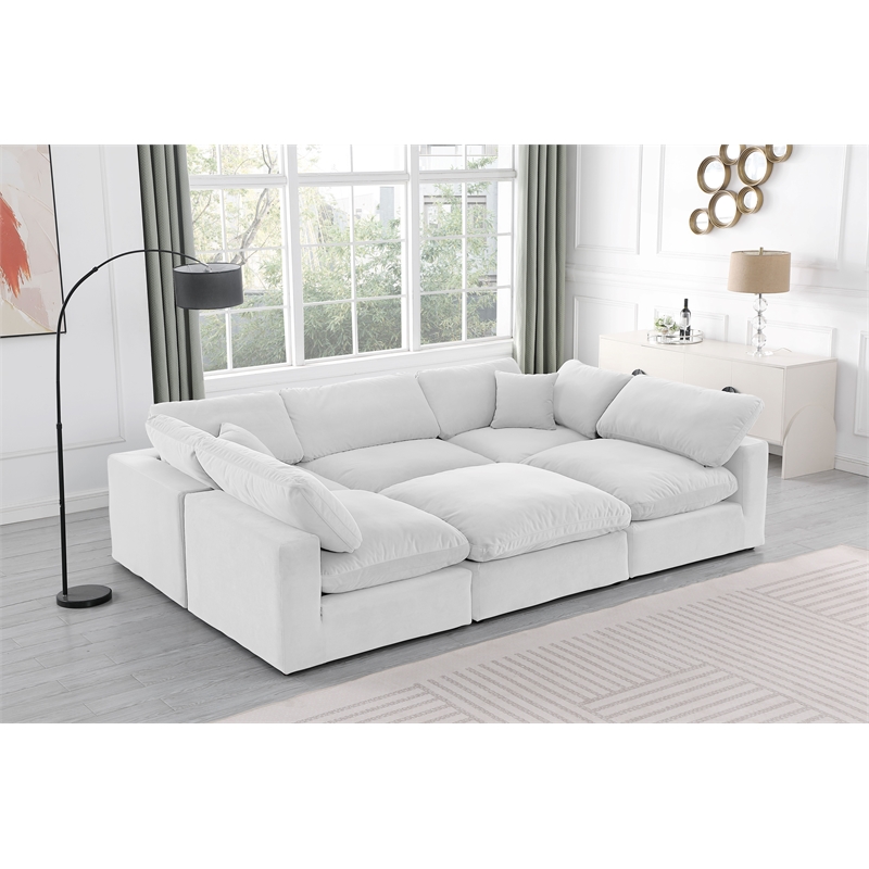 Meridian Furniture Comfy Cream Velvet 6-Pc. Modular Sectional