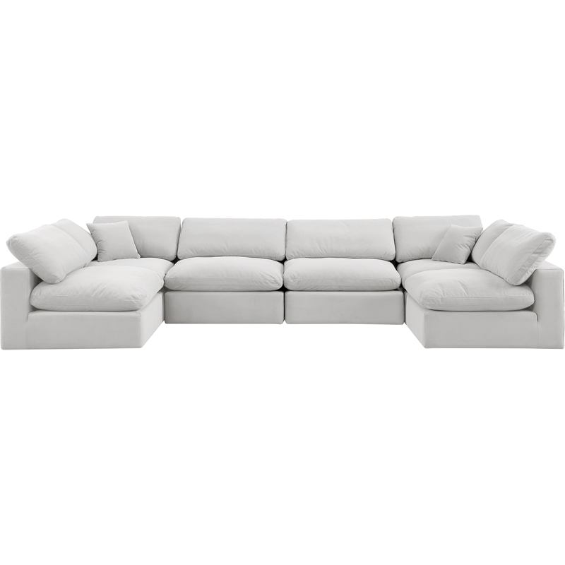 Meridian Furniture Comfy Cream Velvet 6-Pc. Modular Sectional