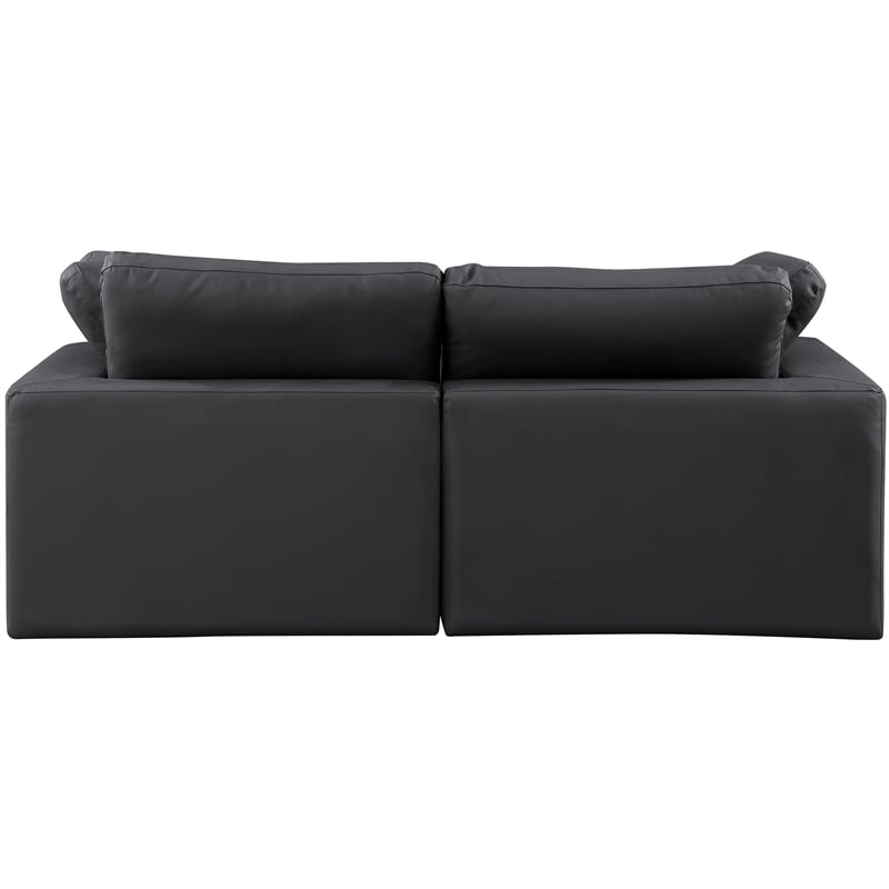 Meridian Furniture Comfy Black Vegan Leather 2-Pc. Modular Sofa
