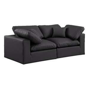 Meridian Furniture Comfy Black Vegan Leather 2-Pc. Modular Sofa