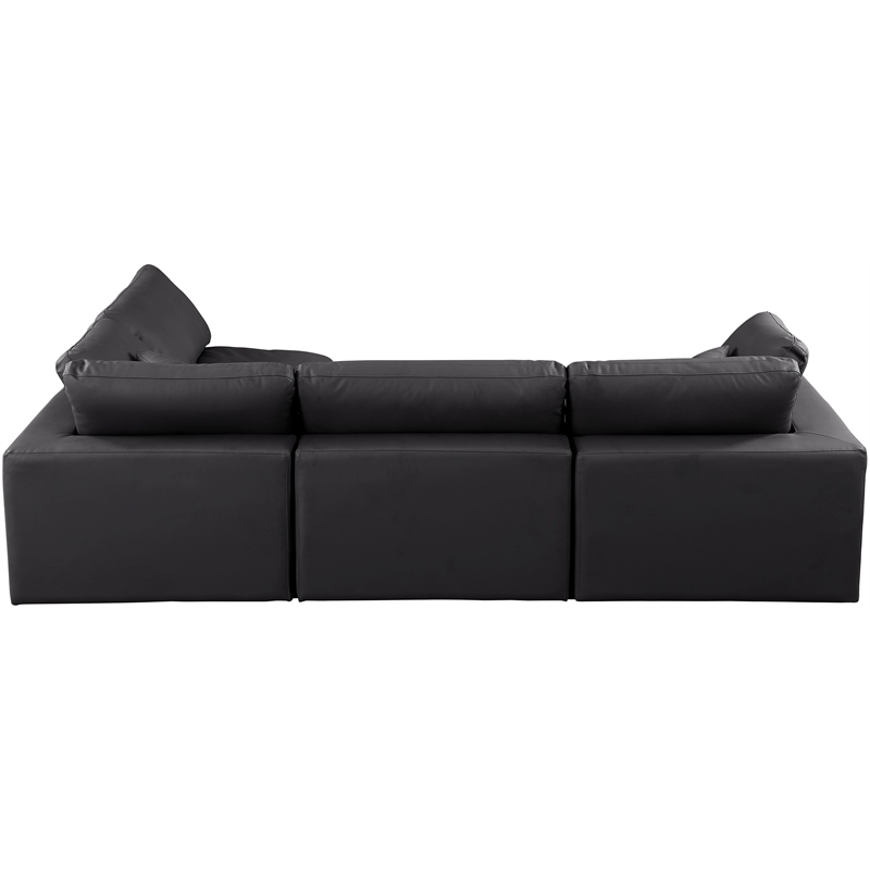 Meridian Furniture Comfy Black Vegan Leather 4-Pc. Modular Sectional