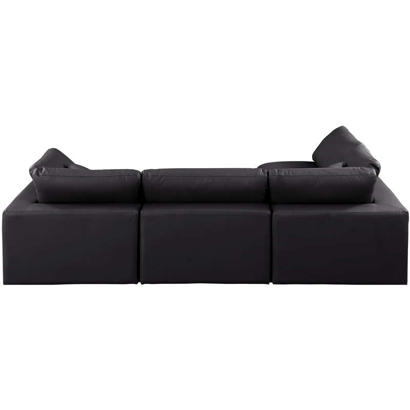Meridian Furniture Comfy Black Vegan Leather 4-Pc. Modular Sectional