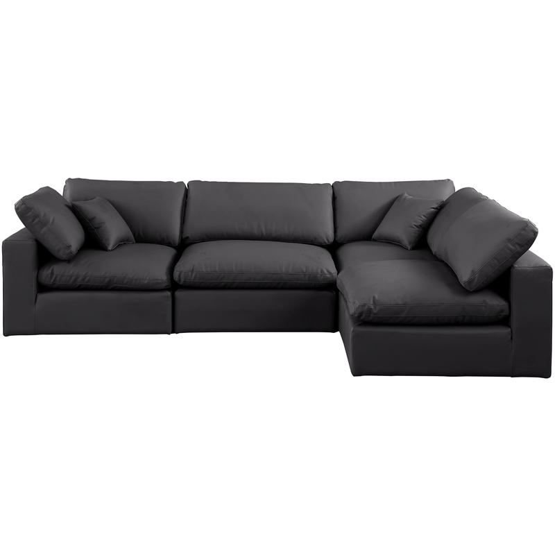 Meridian Furniture Comfy Black Vegan Leather 4-Pc. Modular Sectional