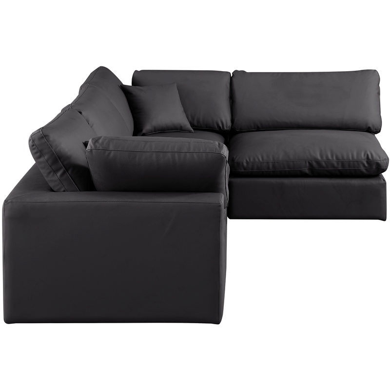 Meridian Furniture Comfy Black Vegan Leather 4-Pc. Modular Sectional