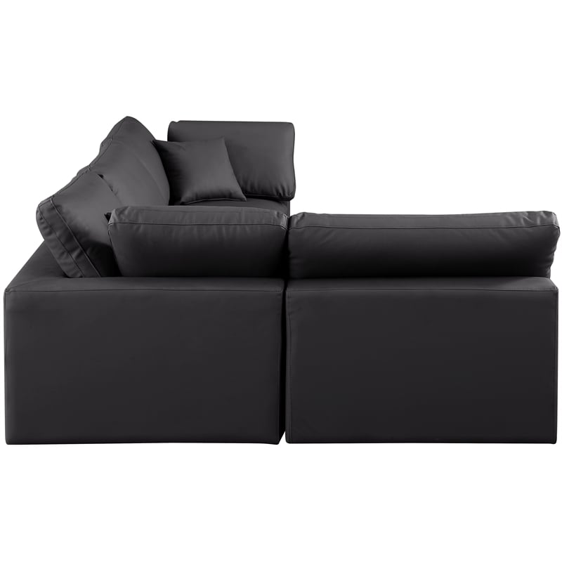 Meridian Furniture Comfy Black Vegan Leather 4-Pc. Modular Sectional