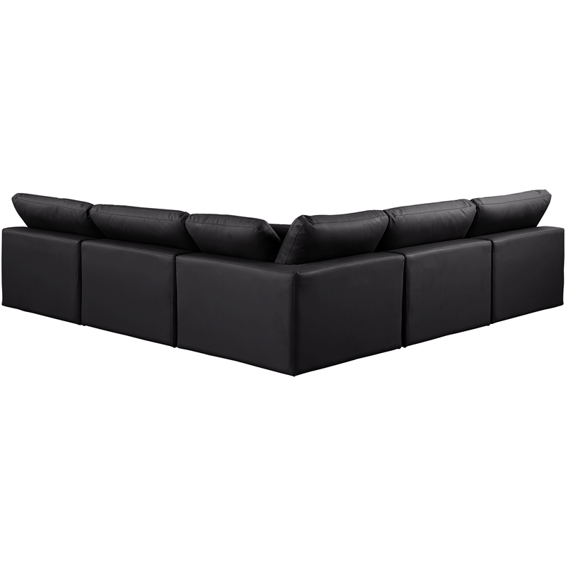 Meridian Furniture Comfy Black Vegan Leather 5-Pc. Modular Sectional