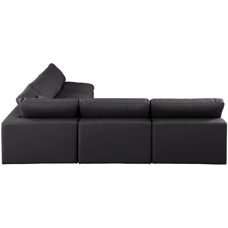Meridian Furniture Comfy Black Vegan Leather 5-Pc. Modular Sectional