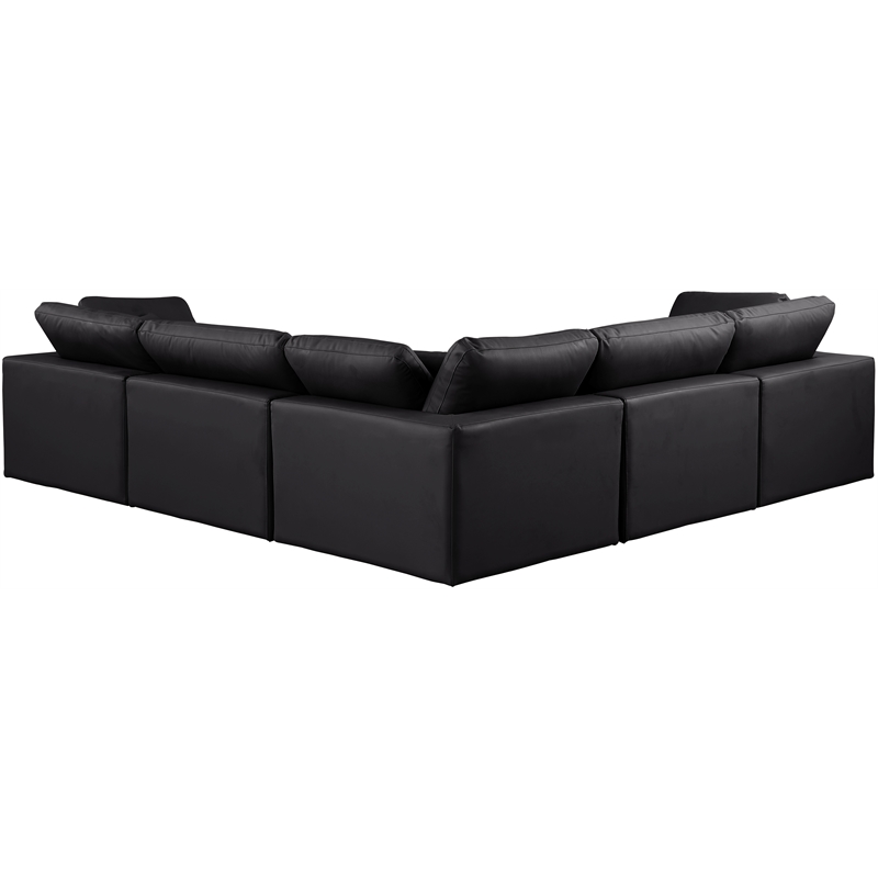 Meridian Furniture Comfy Black Vegan Leather 5-Pc. Modular Sectional